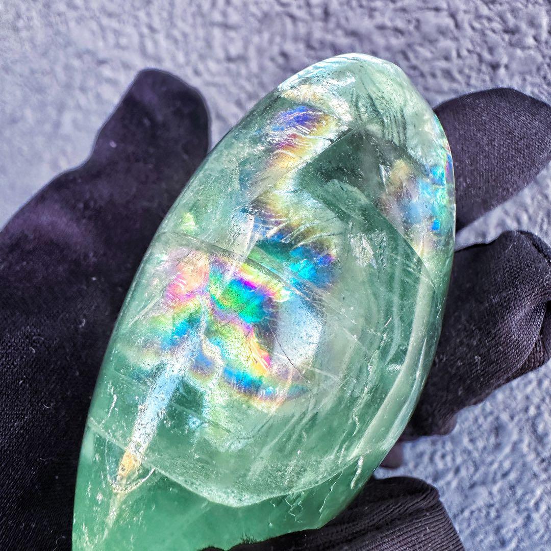 爆アレ❗️レインボー☆グリーンフローライト♡ハート♡ 蛍石パワーストーンA1318