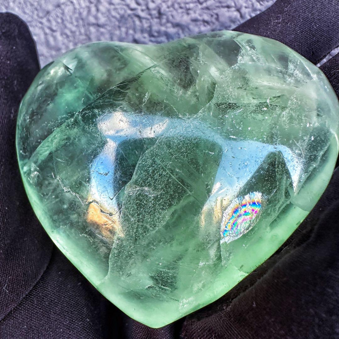 爆アレ❗️レインボー☆グリーンフローライト♡ハート♡ 蛍石パワーストーンA1318