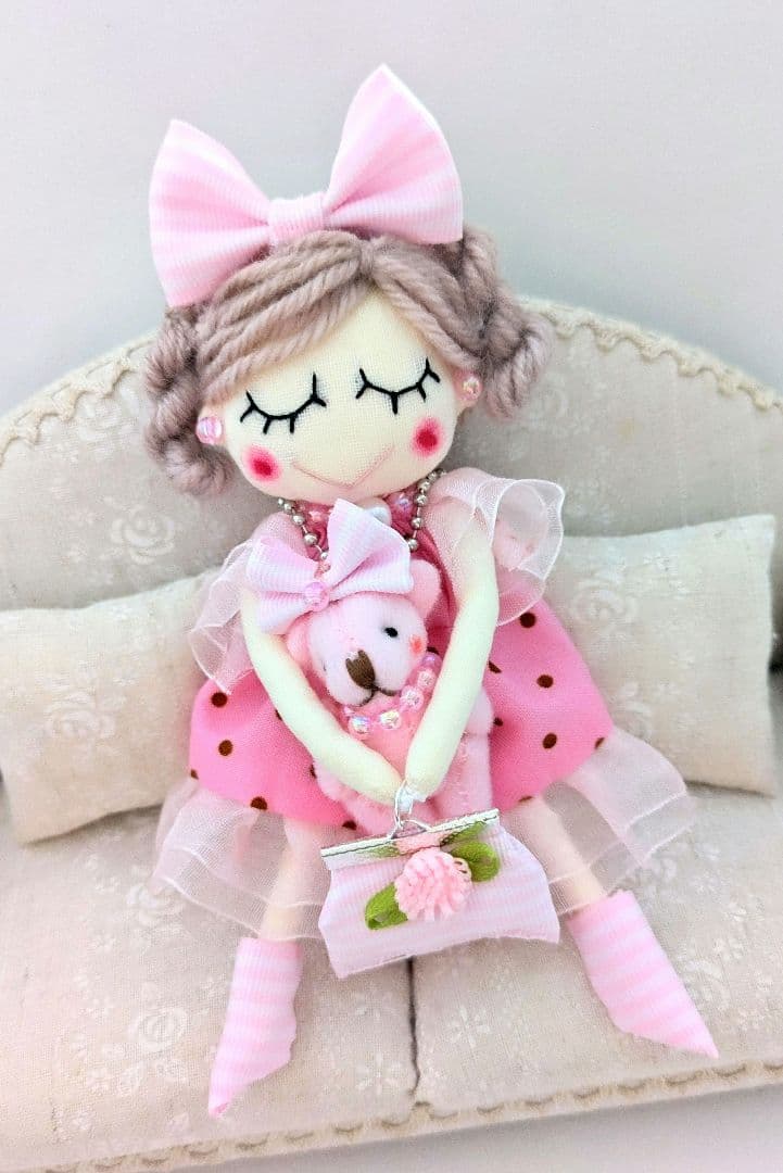 ハンドメイド❋ドールチャーム ＆くまチャーム❋バッグチャーム お人形