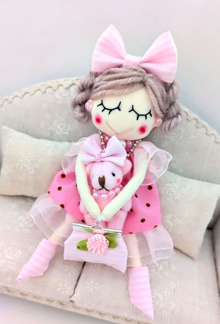 ハンドメイド❋ドールチャーム ＆くまチャーム❋バッグチャーム お人形