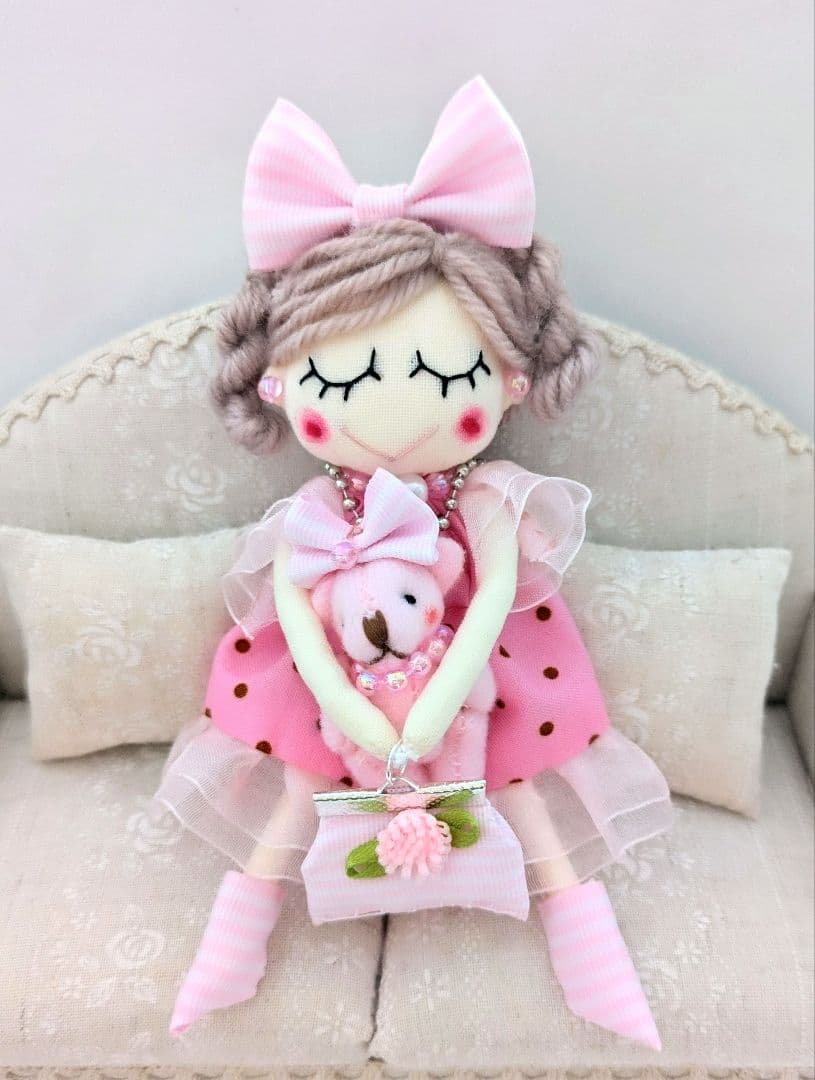 ハンドメイド❋ドールチャーム ＆くまチャーム❋バッグチャーム お人形