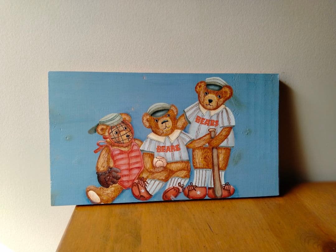 【手描き】　くま　トールペイント　野球