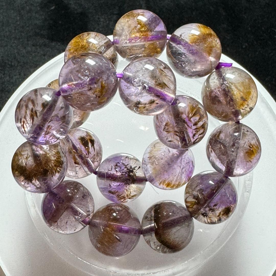 希少石◇アンソフィライトインアメジスト◇ブレスレット 約11.6㎜