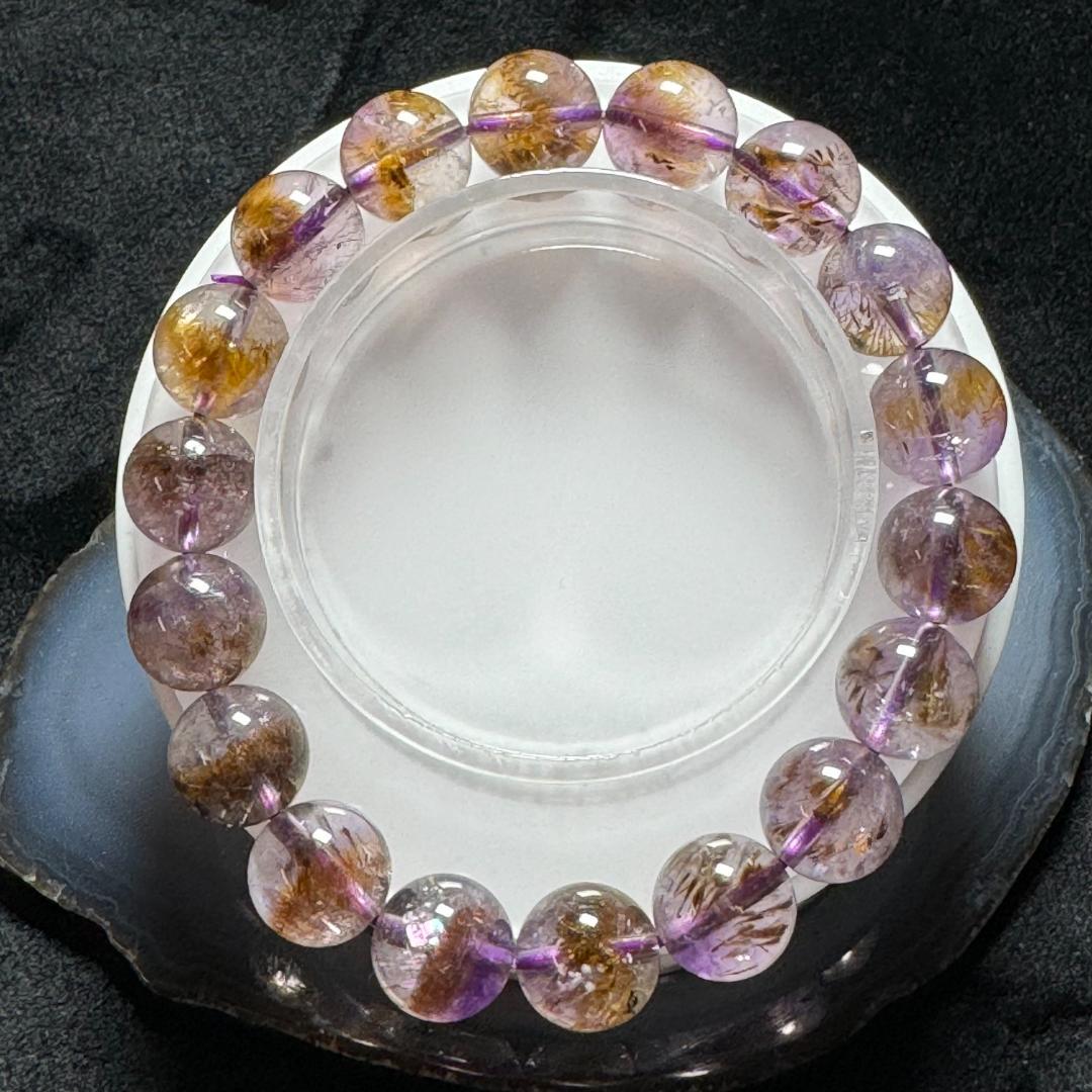 希少石◇アンソフィライトインアメジスト◇ブレスレット 約11.6㎜