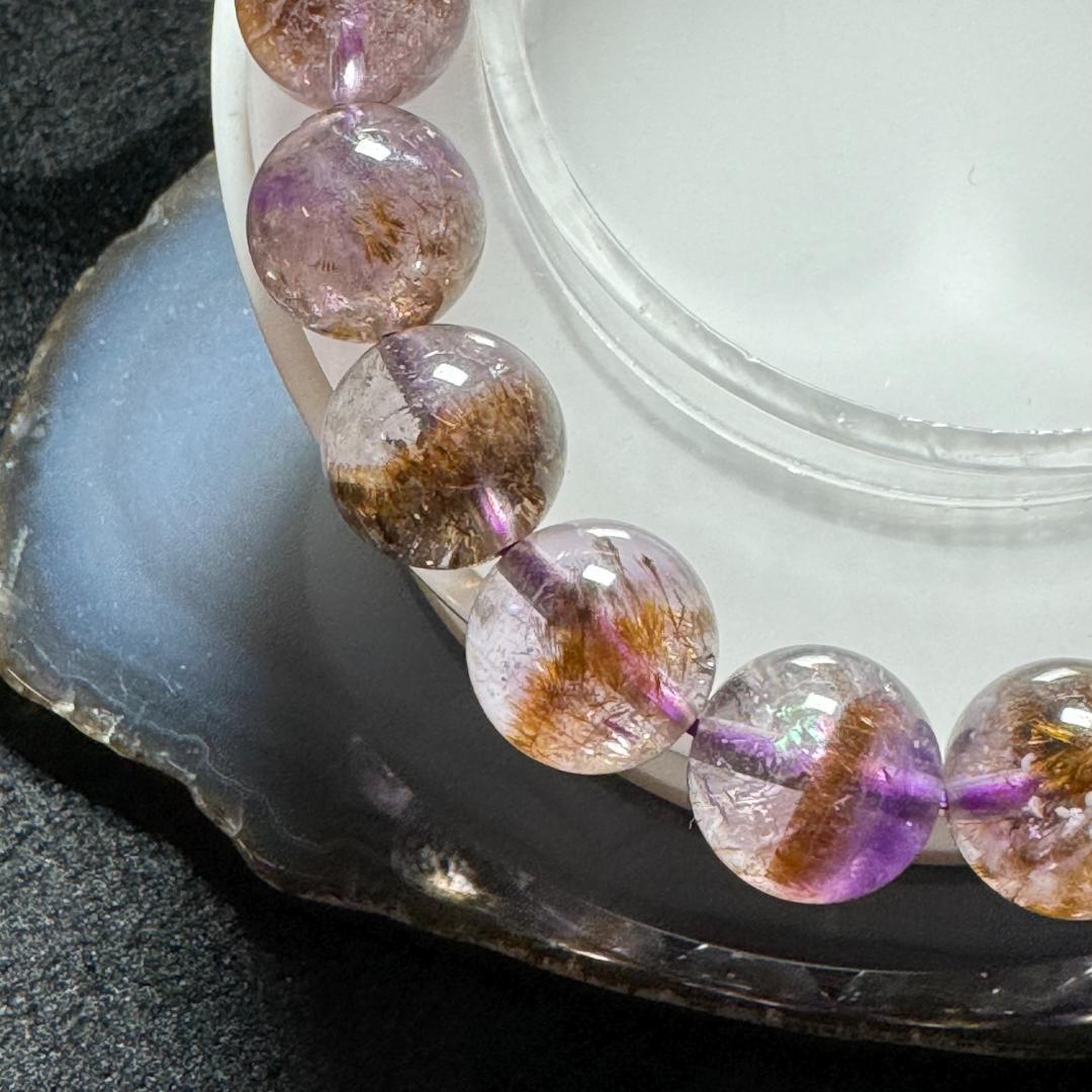 希少石◇アンソフィライトインアメジスト◇ブレスレット 約11.6㎜