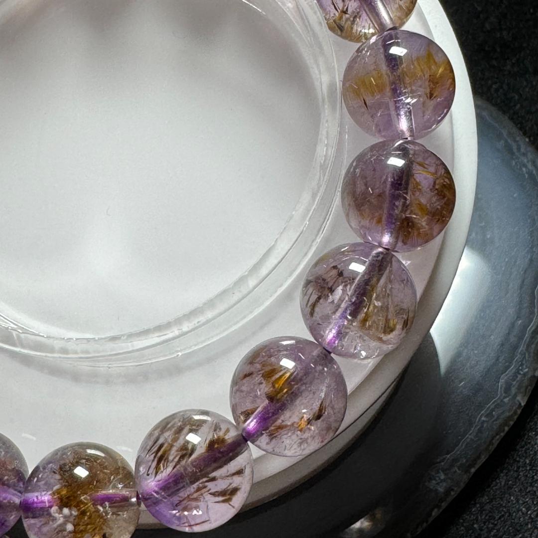 希少石◇アンソフィライトインアメジスト◇ブレスレット 約11.6㎜