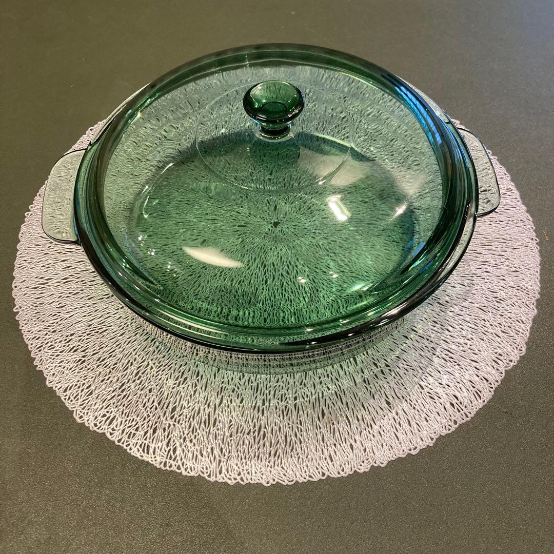 【希少⭐︎グリーン】 パイレックス　ガラス両手鍋 29cm 長期保管品 箱無し