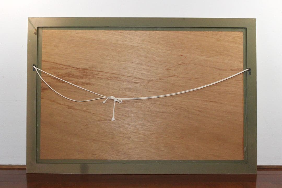 No4827額装　マリー・クライン　シルクスクリーン　花のある川辺風景　送料無料