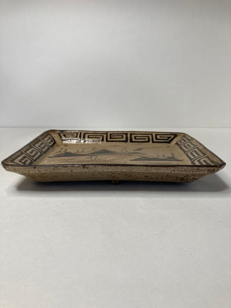 江戸後期　絵瀬戸　角皿