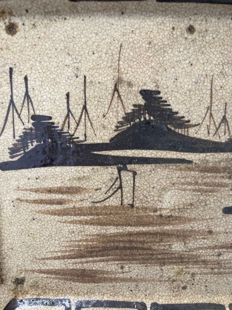 江戸後期　絵瀬戸　角皿