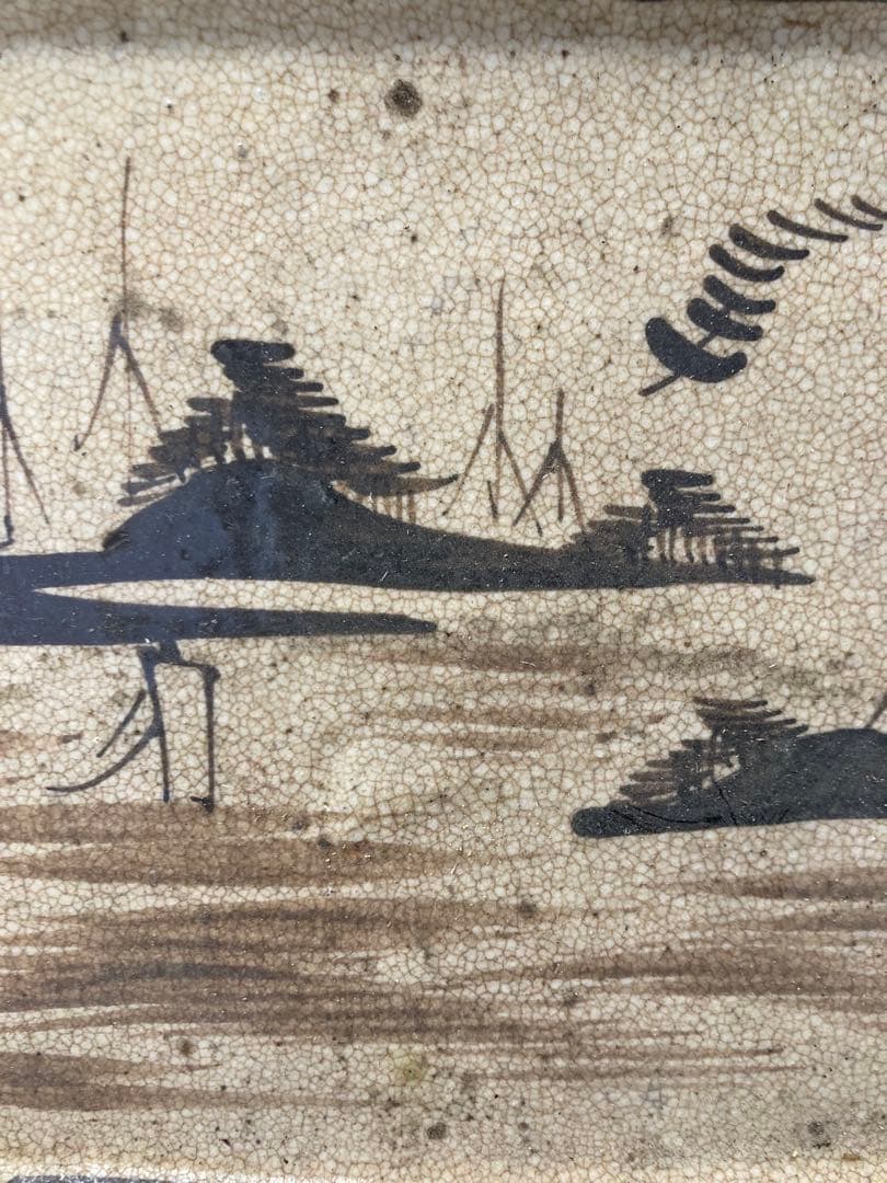 江戸後期　絵瀬戸　角皿