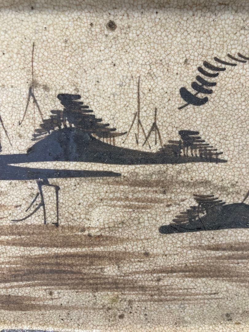 江戸後期　絵瀬戸　角皿