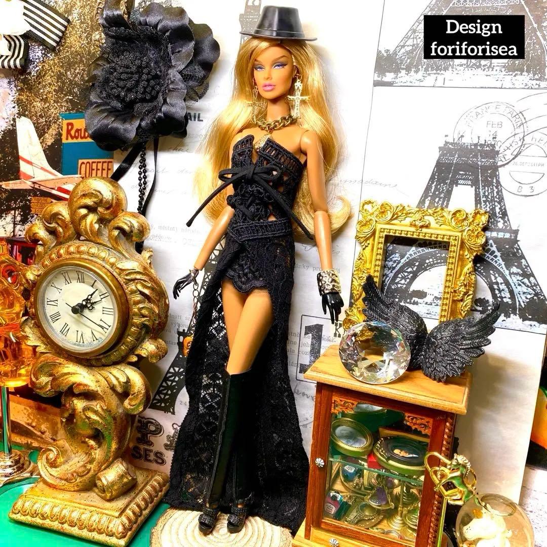 luxury REAL BLACK long dress★accessories