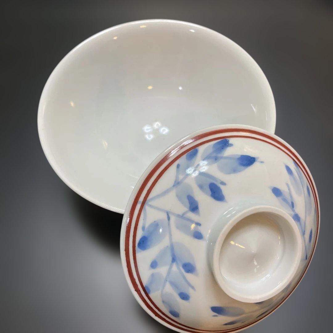 河合 紀 陶器 蓋付き碗　特注　5客揃い　ヴィンテージ （107）