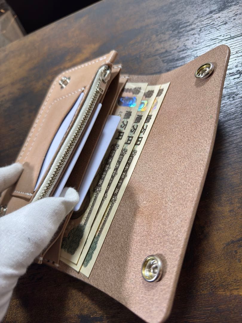 tracker wallet long 【国産ヌメ革】ナチュラル三層