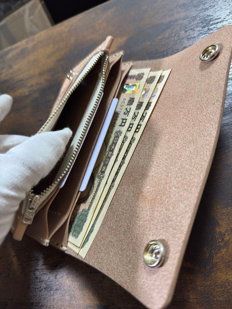 tracker wallet long 【国産ヌメ革】ナチュラル三層