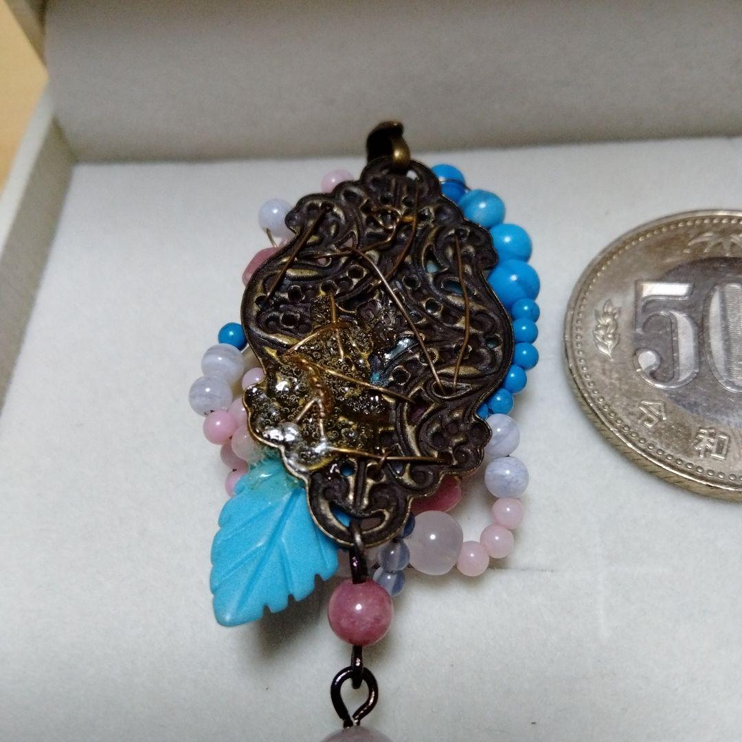 ラリマー＆可愛さ満点 花束ペンダントトップ