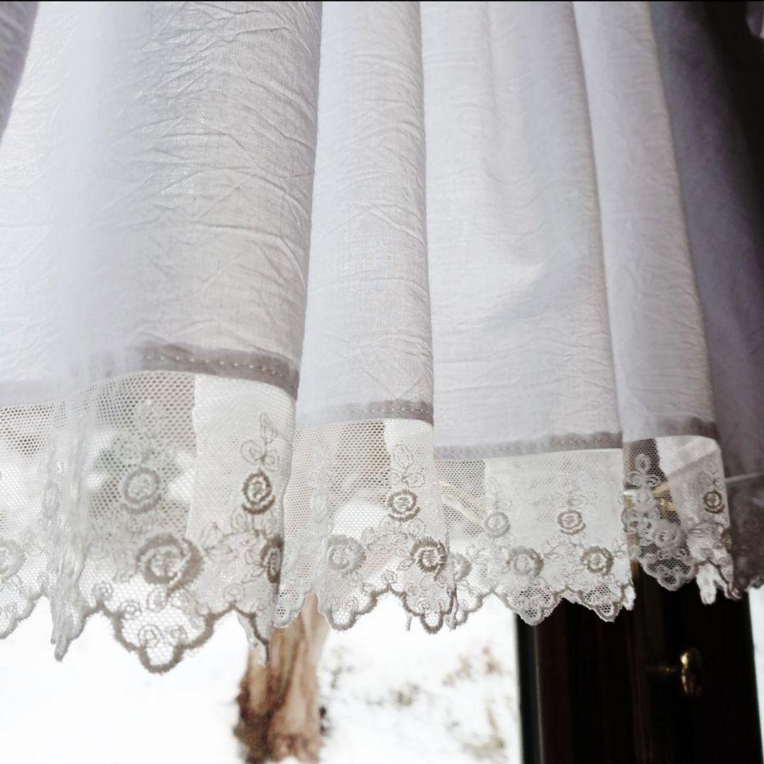 ホワイトコットン♪３m幅カフェカーテン 300cm×50cm 幅広 白いカーテン