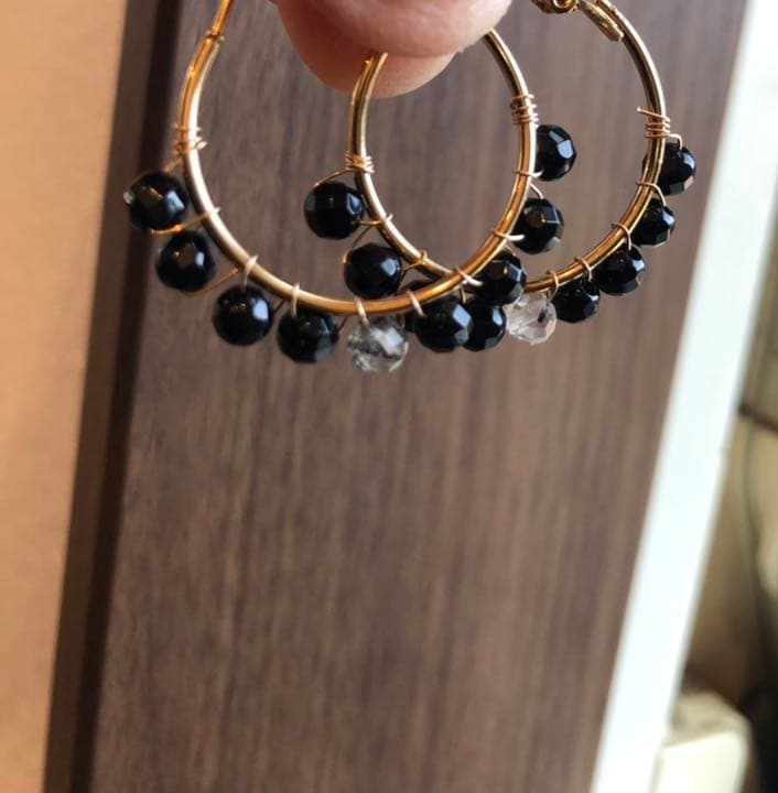 オニキスのフープピアス☆