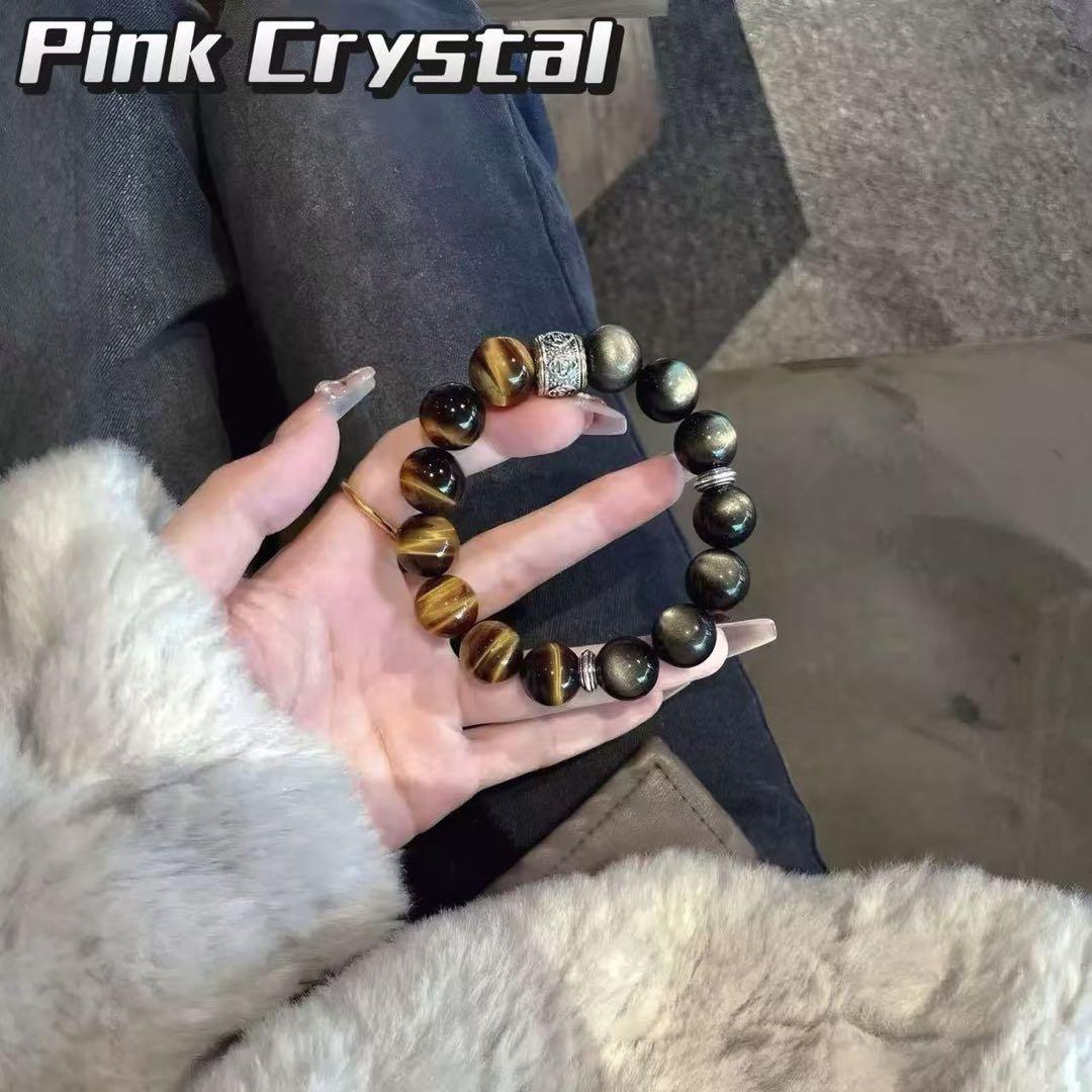 ブラックオブシディアン × ゴールデンオブシディアン ブレスレット（12mm）