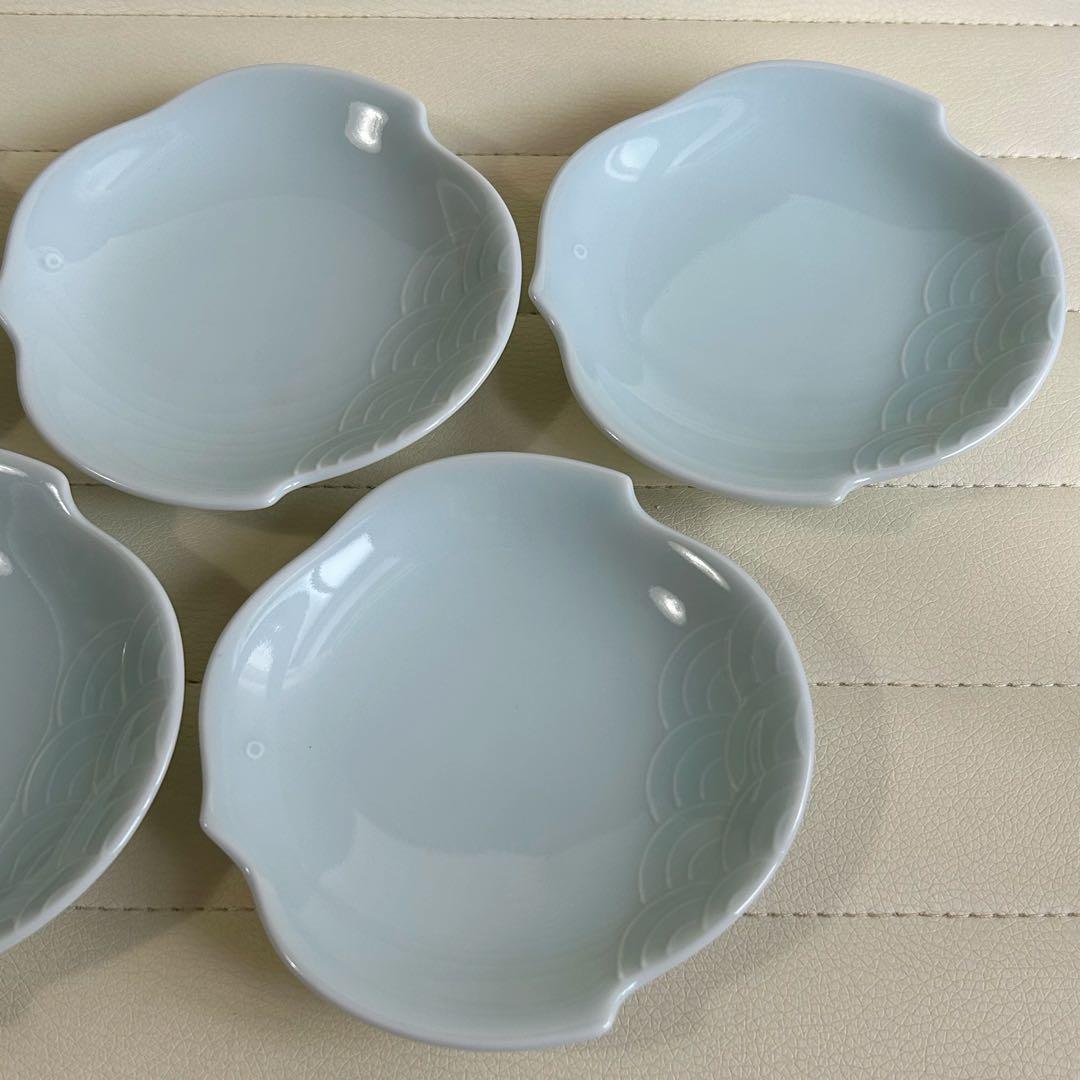 たち吉　青白磁　千鳥青海波　小皿揃　5枚セット 取り皿　銘々皿　青磁　和食器