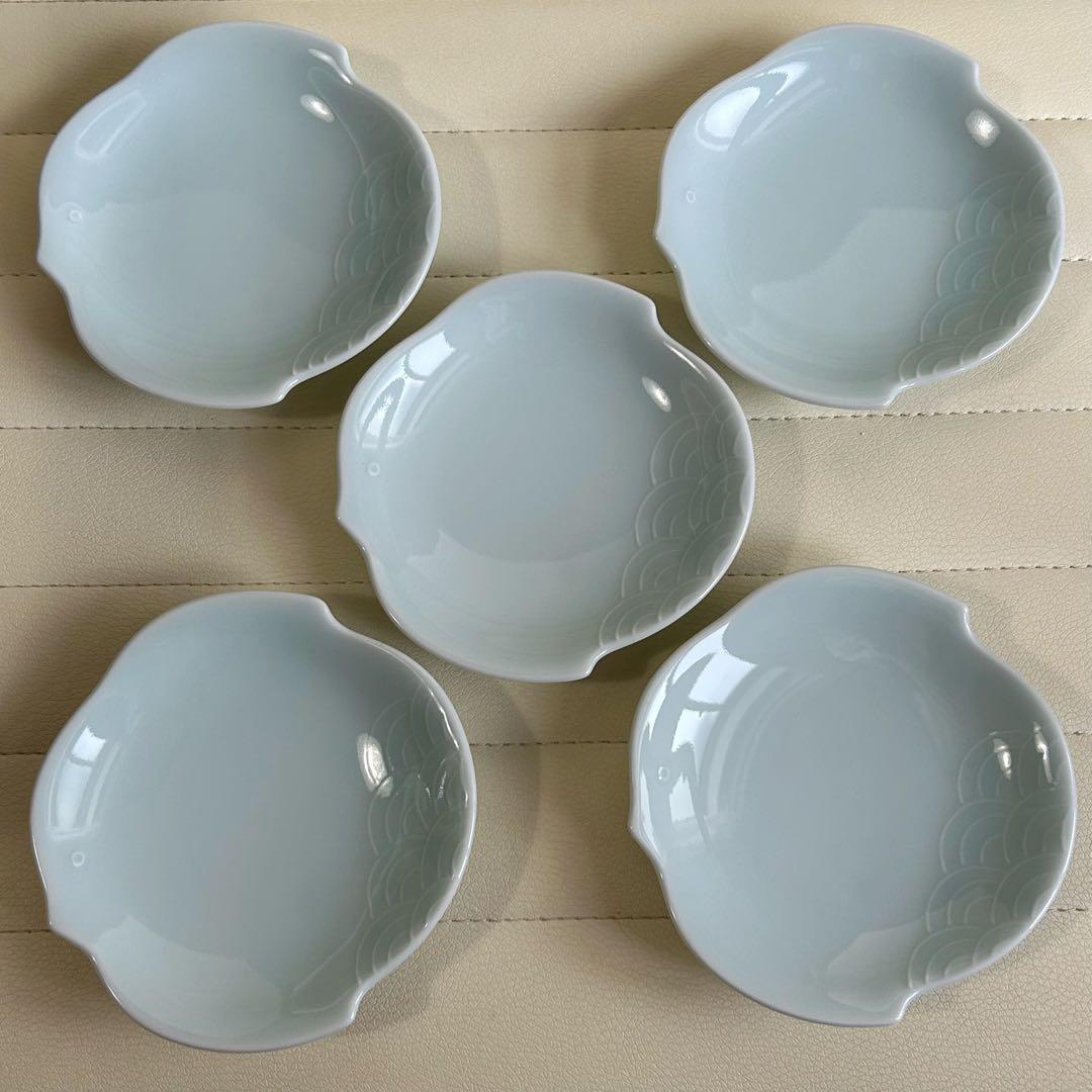 たち吉　青白磁　千鳥青海波　小皿揃　5枚セット 取り皿　銘々皿　青磁　和食器