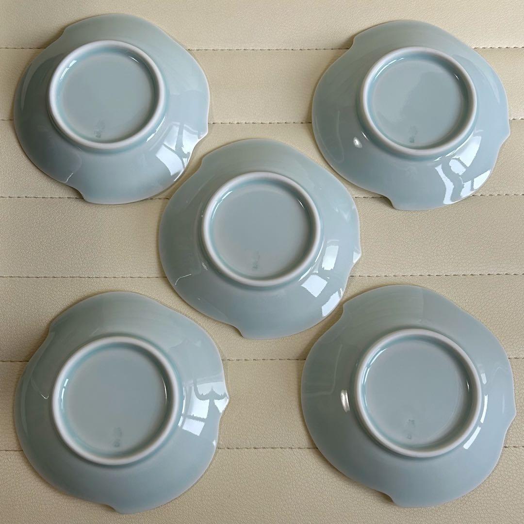 たち吉　青白磁　千鳥青海波　小皿揃　5枚セット 取り皿　銘々皿　青磁　和食器