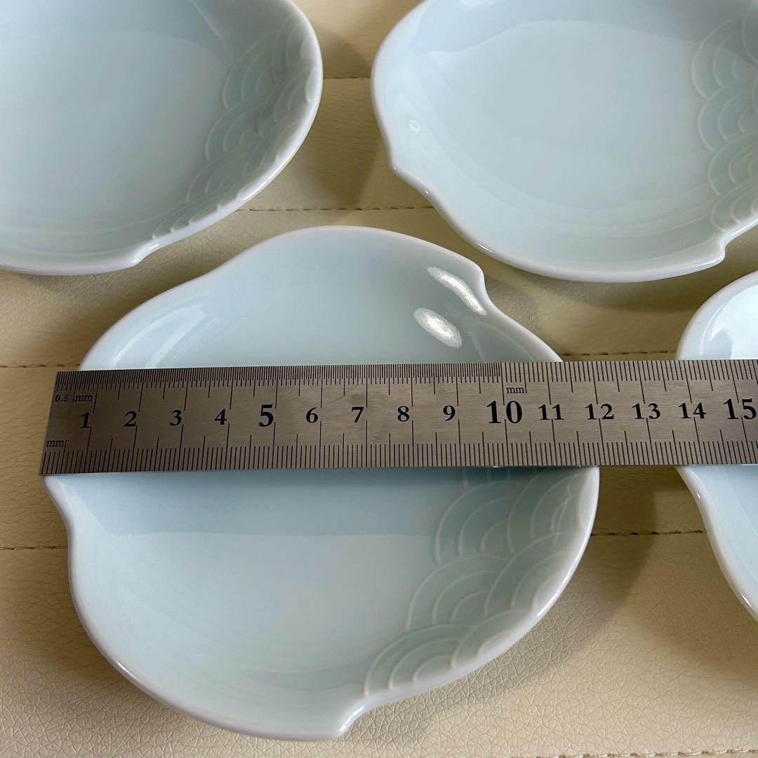 たち吉　青白磁　千鳥青海波　小皿揃　5枚セット 取り皿　銘々皿　青磁　和食器