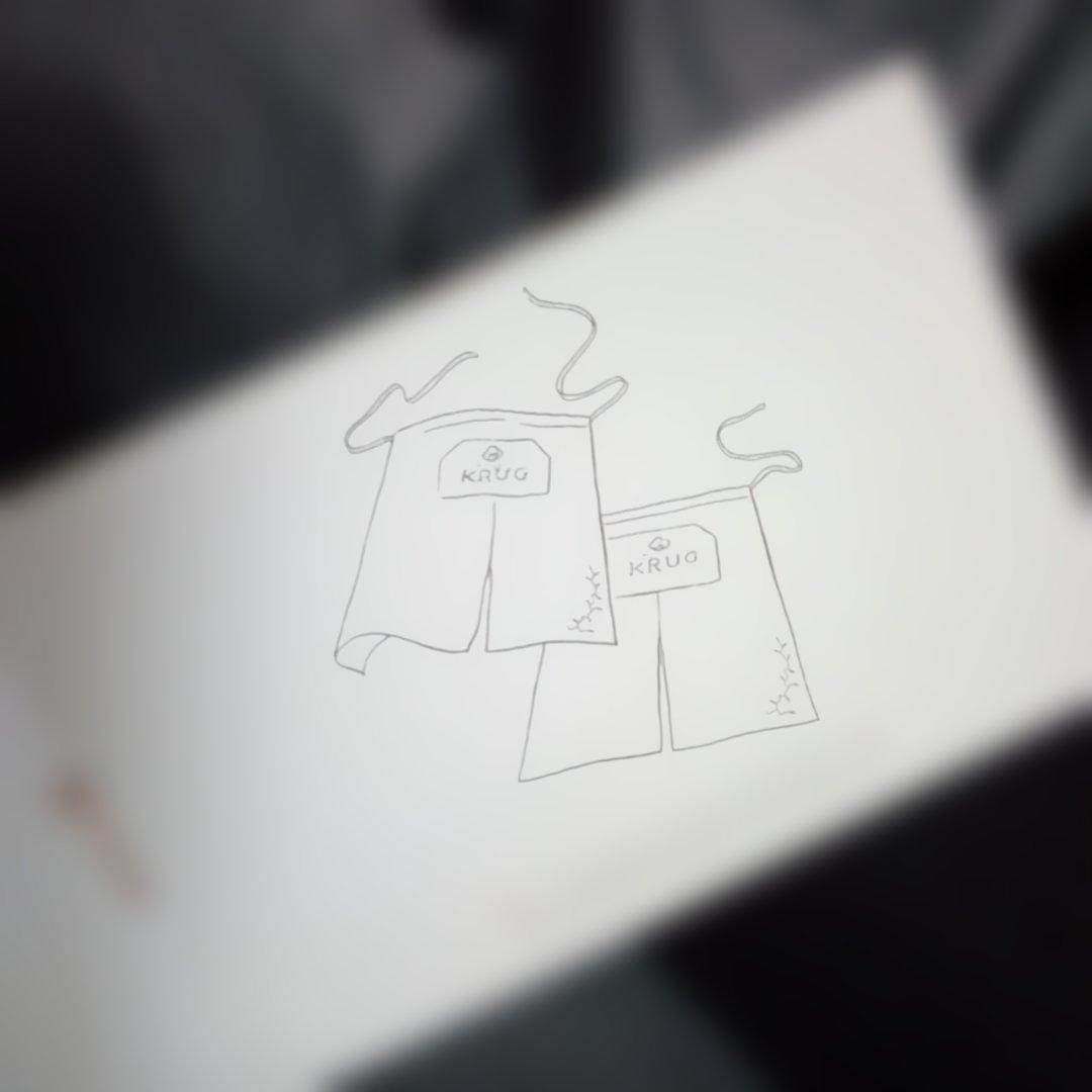 KRUG エプロン 黒色刺繍ロゴ★保証説明書★箱付き