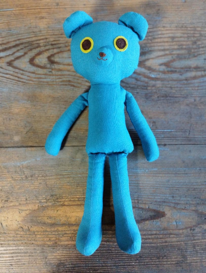 ハンドメイド「水色くまさん」着せ替え人形セット・手洗い可