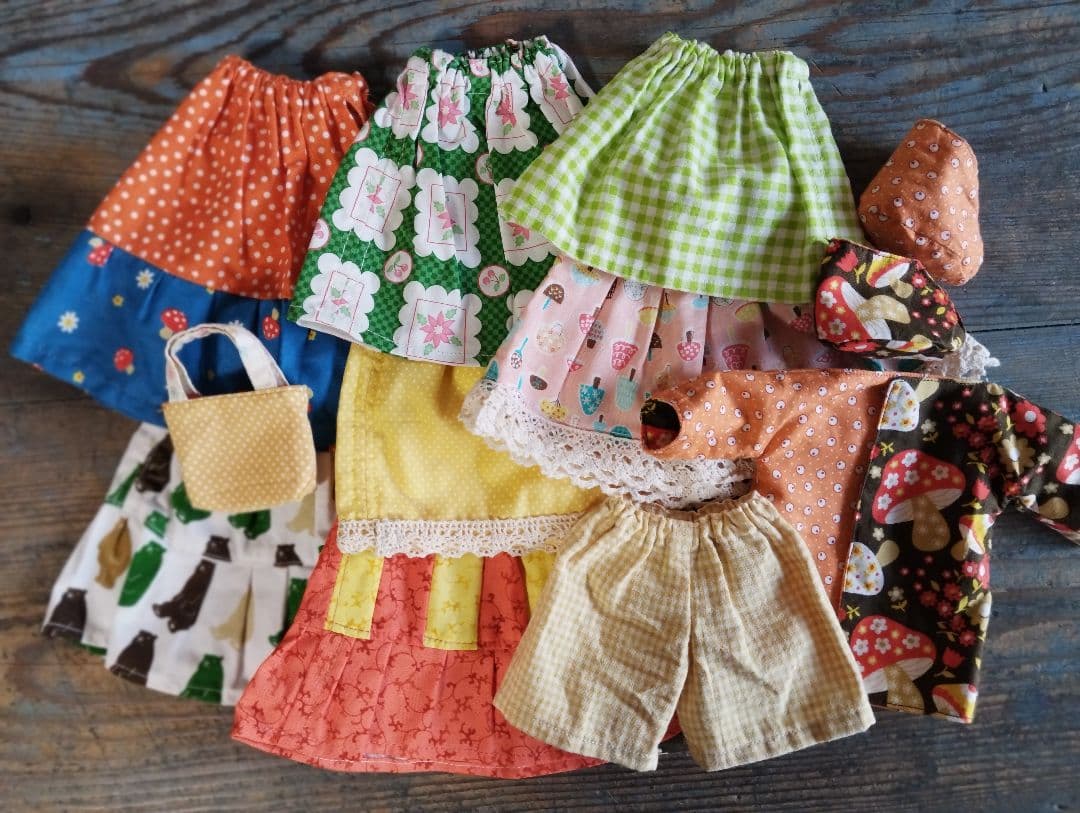 ハンドメイド「水色くまさん」着せ替え人形セット・手洗い可