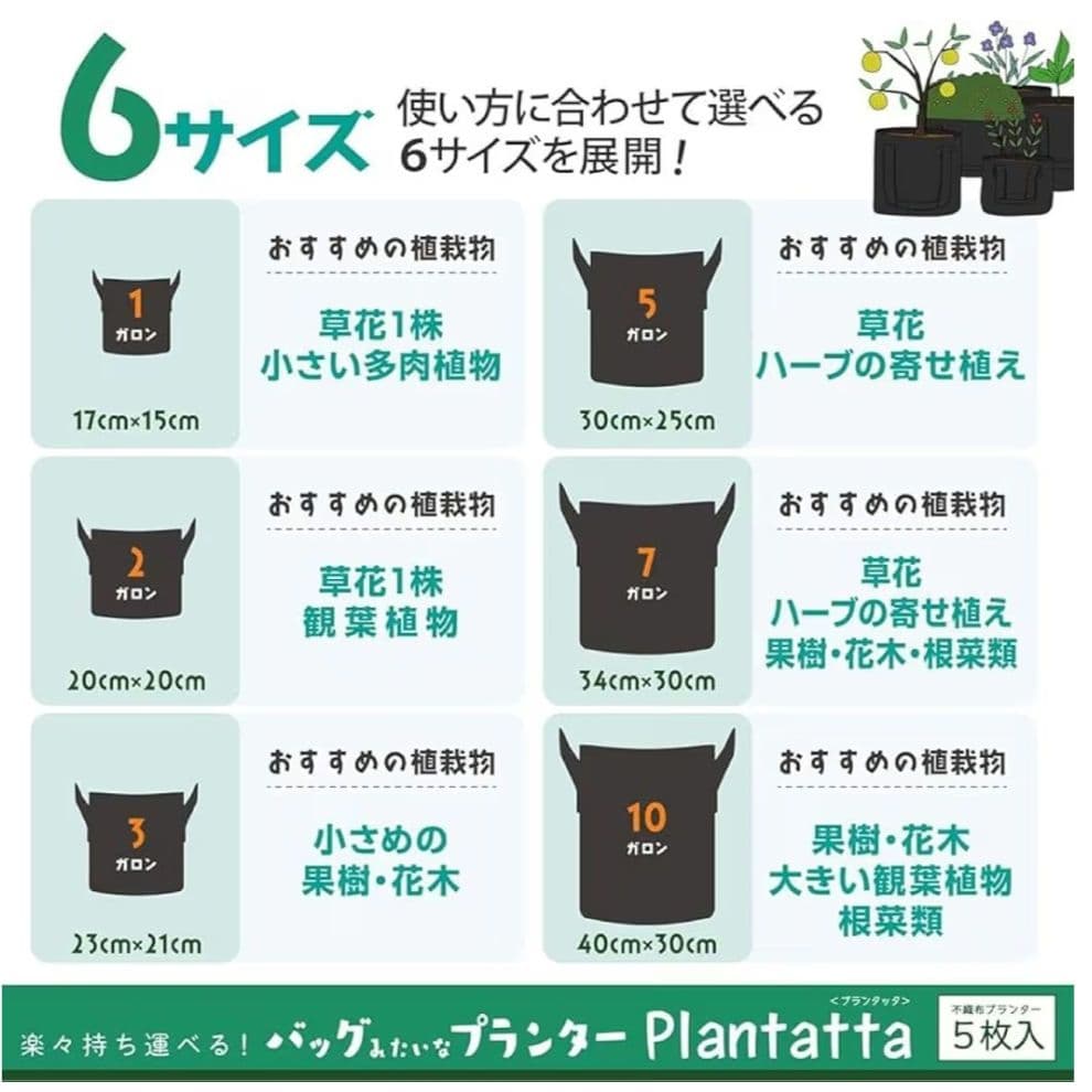 ✨新品✨不織布プランター 5枚入 黒 直径34cm バッグみたいなプランター