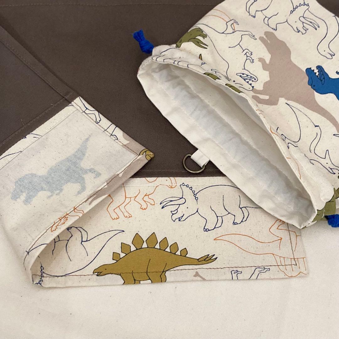 【新作】通園通学グッズ　5点セット　恐竜×ブラウン