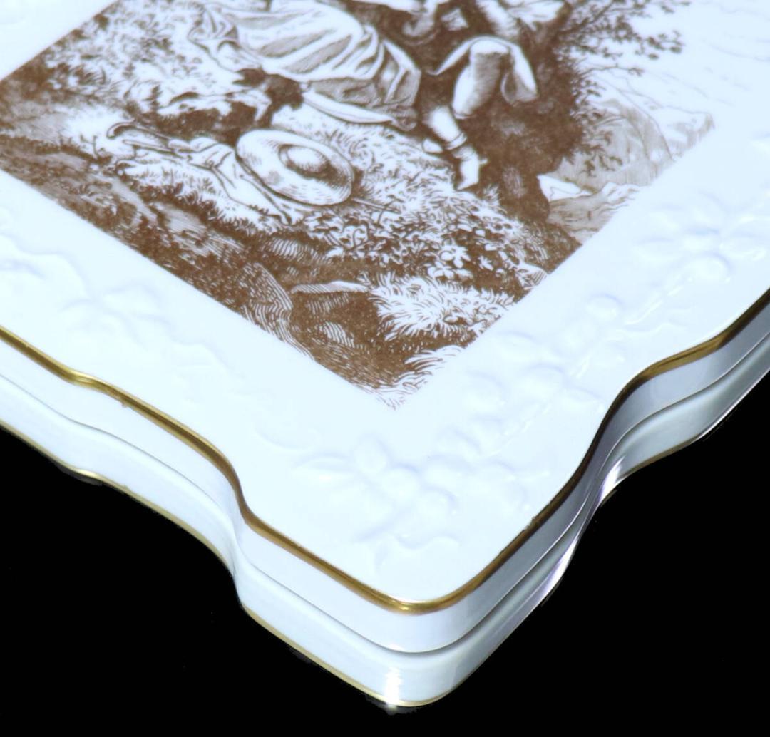 マイセン 世界限定版 1級品 壁掛け飾り皿 金彩 プラーク 陶板画 恋人たち