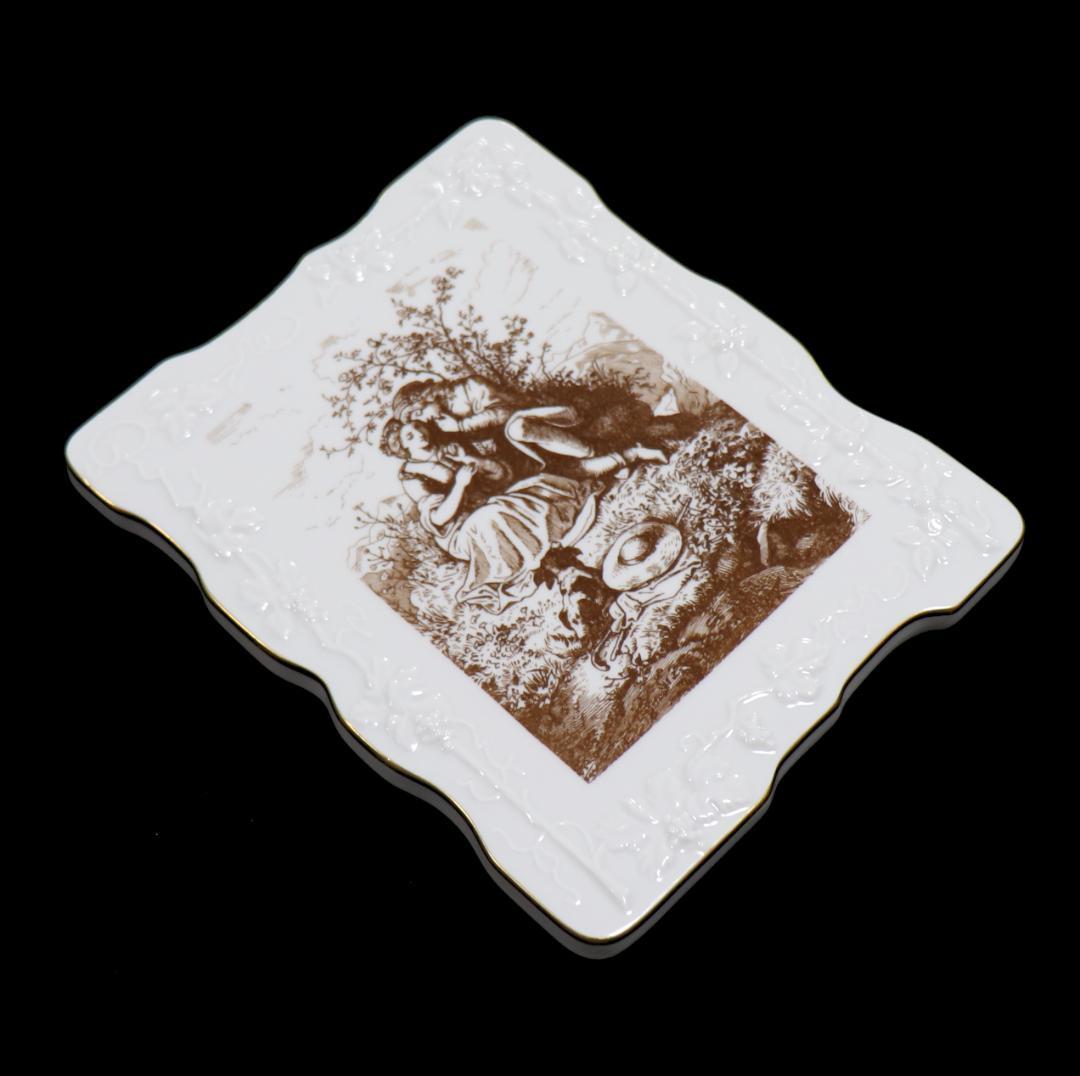 マイセン 世界限定版 1級品 壁掛け飾り皿 金彩 プラーク 陶板画 恋人たち