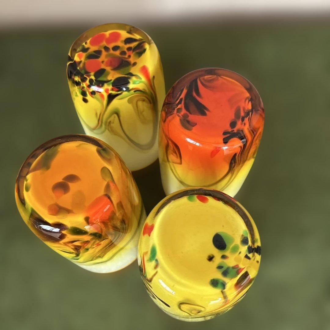 民芸品　ヴィンテージ　グラス　4個セット　昭和レトロ