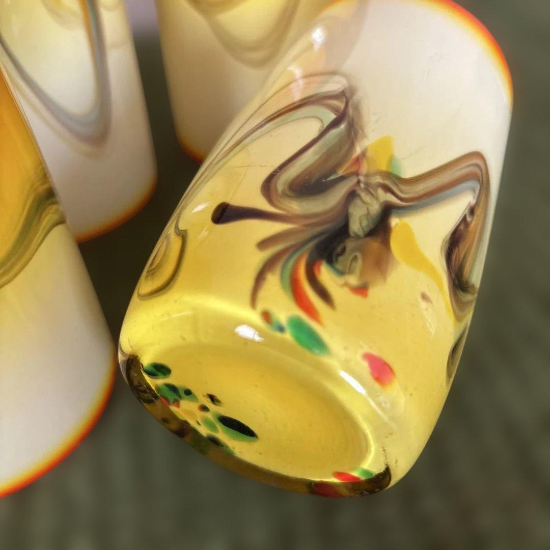 民芸品　ヴィンテージ　グラス　4個セット　昭和レトロ