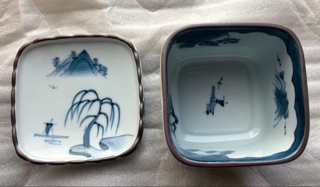 【新品未使用】有田焼 白川谷 華山窯 内外山水　蒸椀揃　五客　最高級品