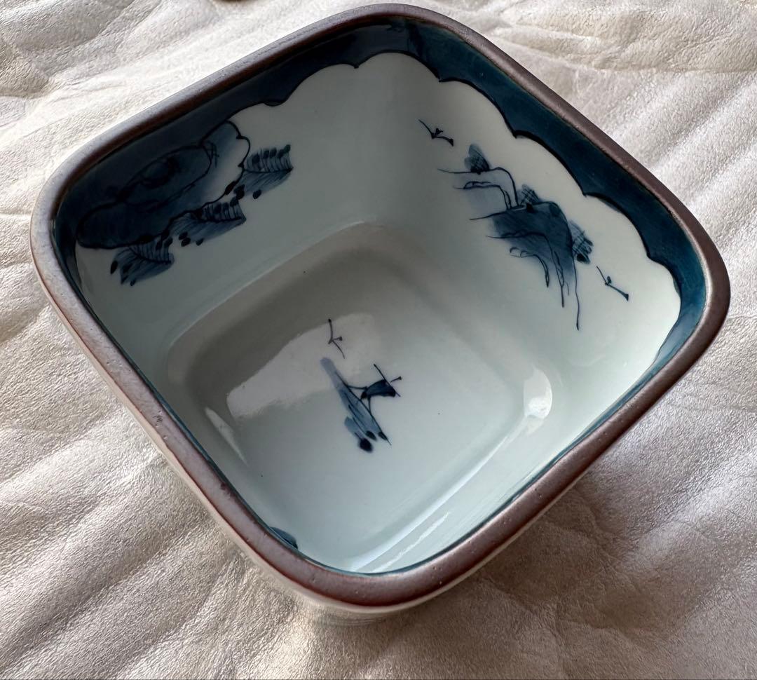 【新品未使用】有田焼 白川谷 華山窯 内外山水　蒸椀揃　五客　最高級品