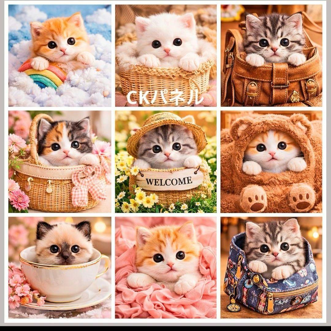 おねんねにゃんこパネル生地　ハンドメイド