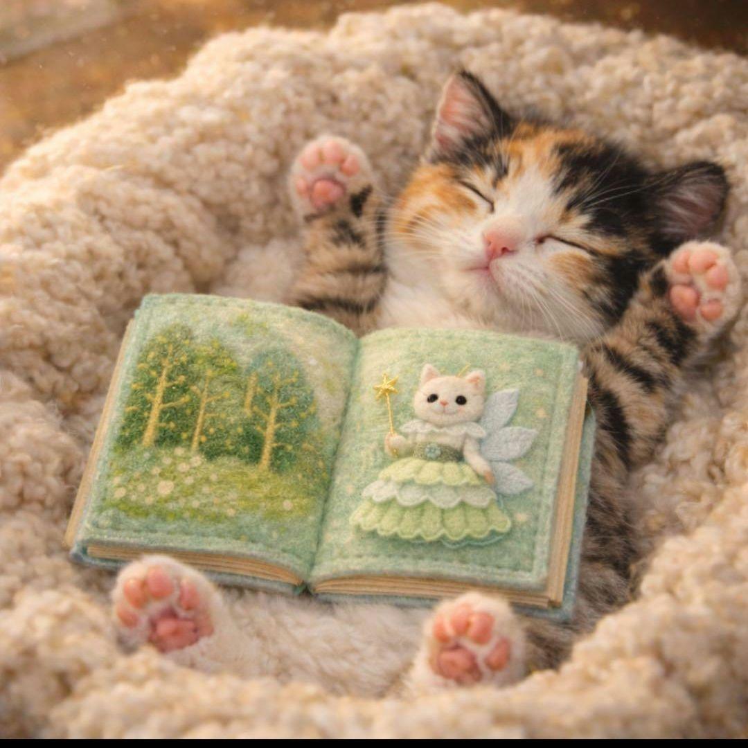 おねんねにゃんこパネル生地　ハンドメイド