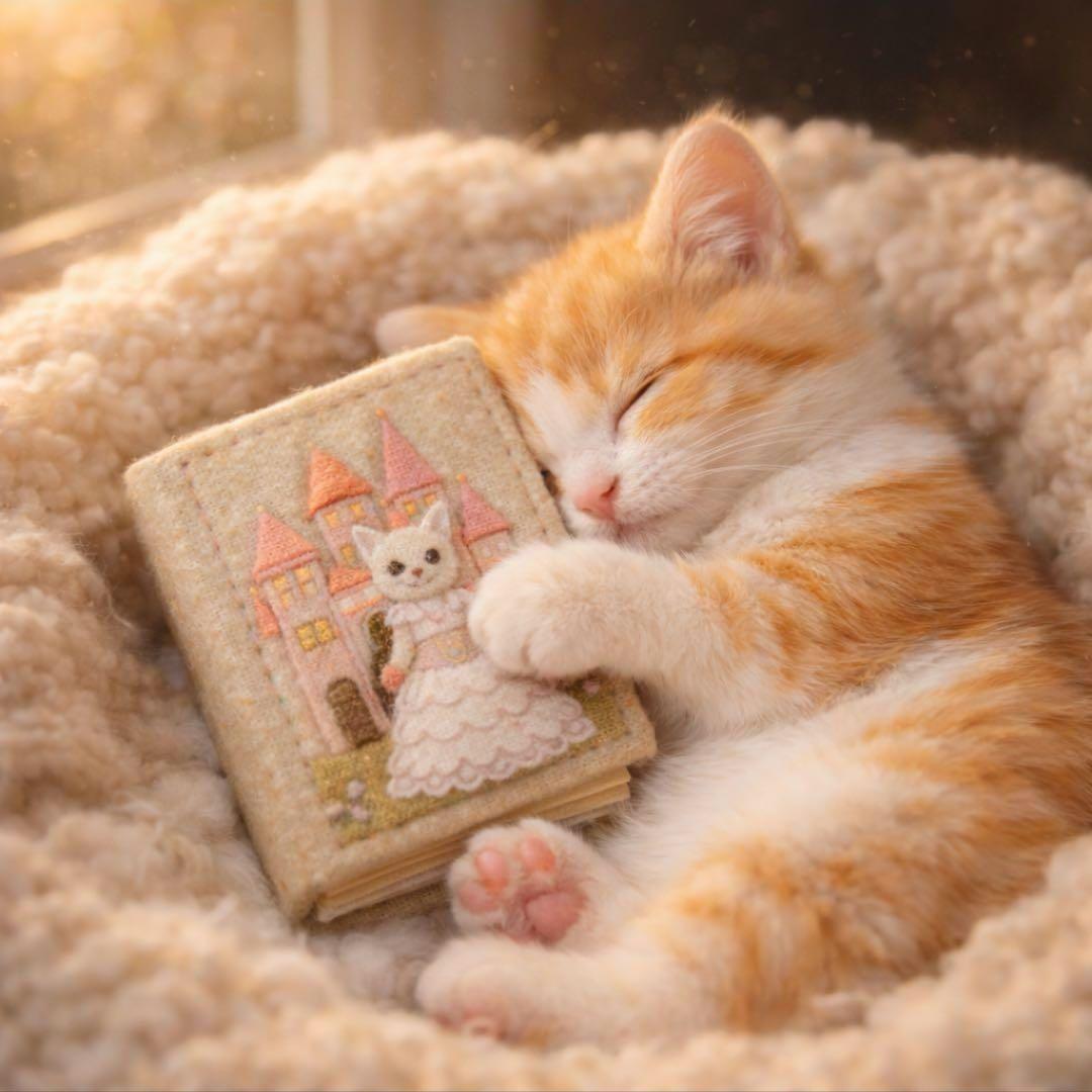 おねんねにゃんこパネル生地　ハンドメイド