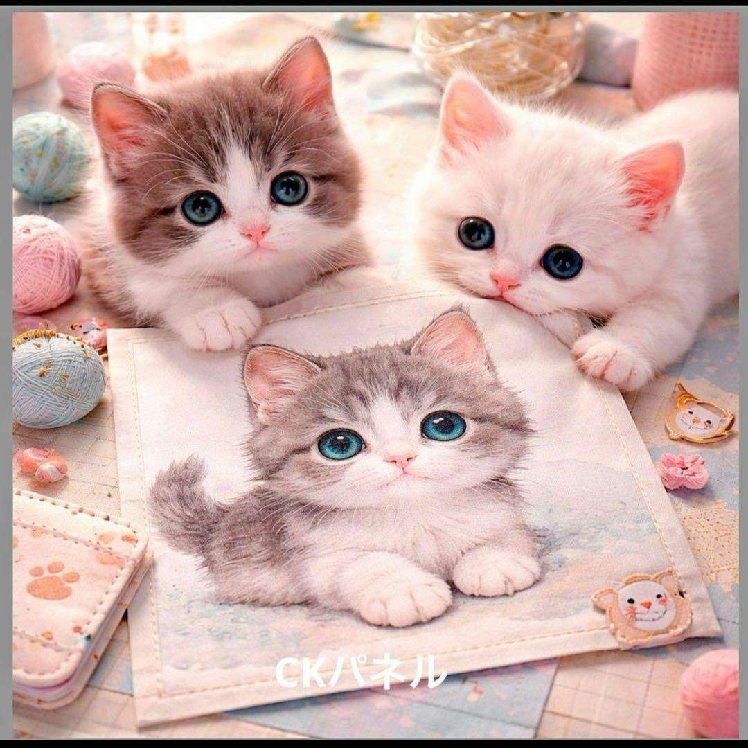 おねんねにゃんこパネル生地　ハンドメイド
