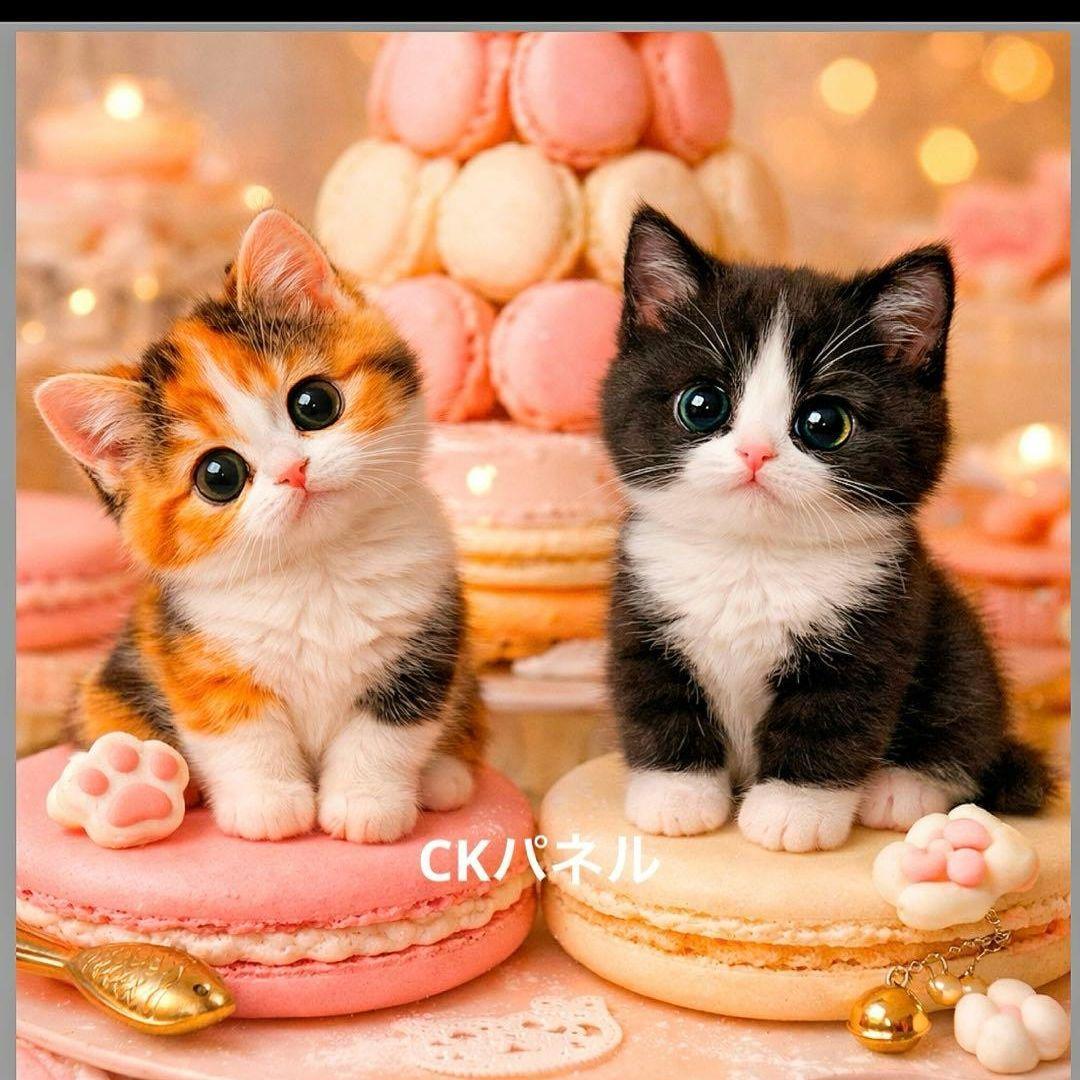 おねんねにゃんこパネル生地　ハンドメイド