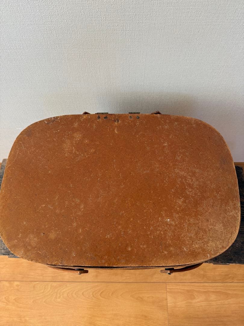 アメリカ　ラタンバスケット 木製ハンドル付き　ピクニックバスケット　ヴィンテージ