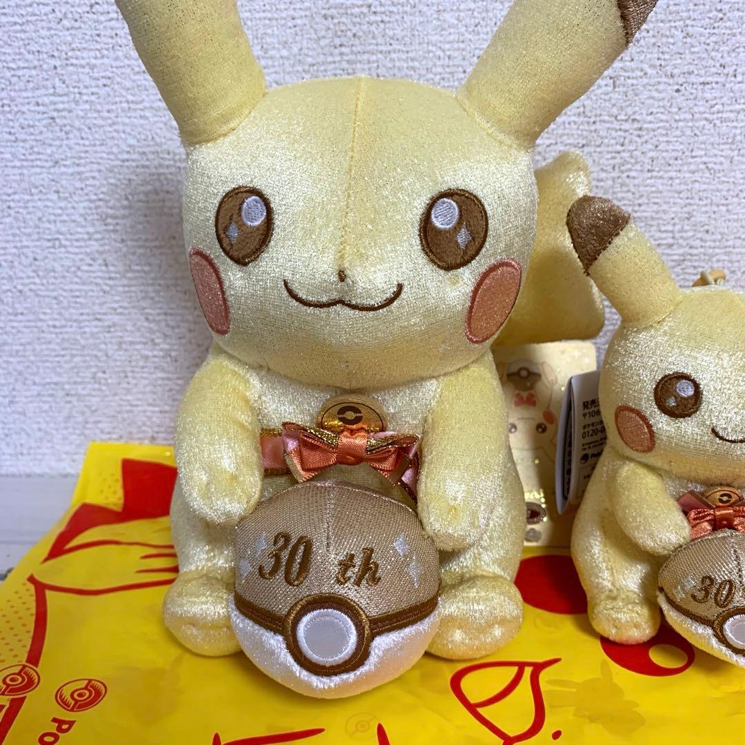 【既日発送】30周年記念ぬいぐるみ ピカピカ！ピカチュウ マスコット2点セット