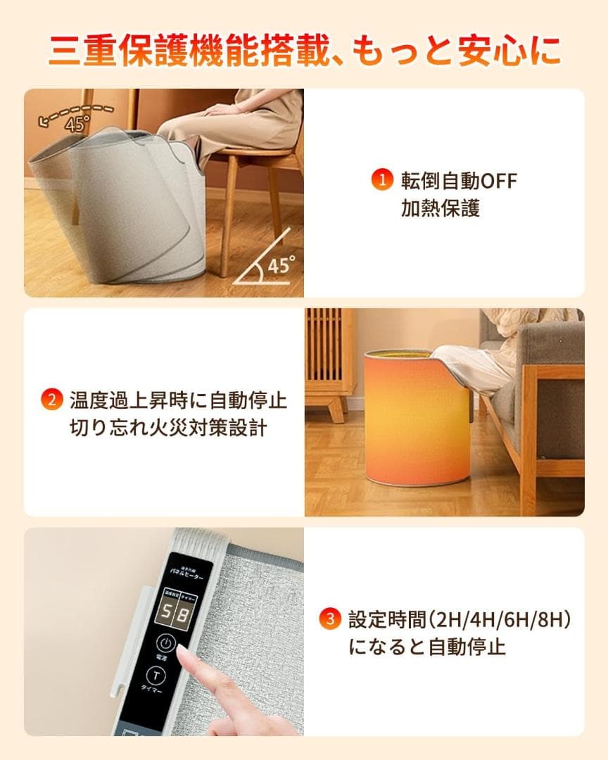 パネルヒーター 足元【2024新登場・540°全方位発熱・省エネ】PSE認証済