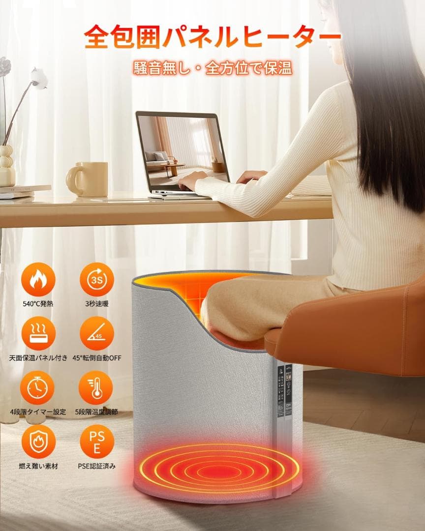 パネルヒーター 足元【2024新登場・540°全方位発熱・省エネ】PSE認証済