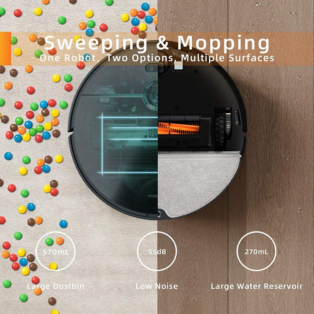 新品未使用 ロボット掃除機 3000Pa強力吸引 5200mAh 大容量 水拭き
