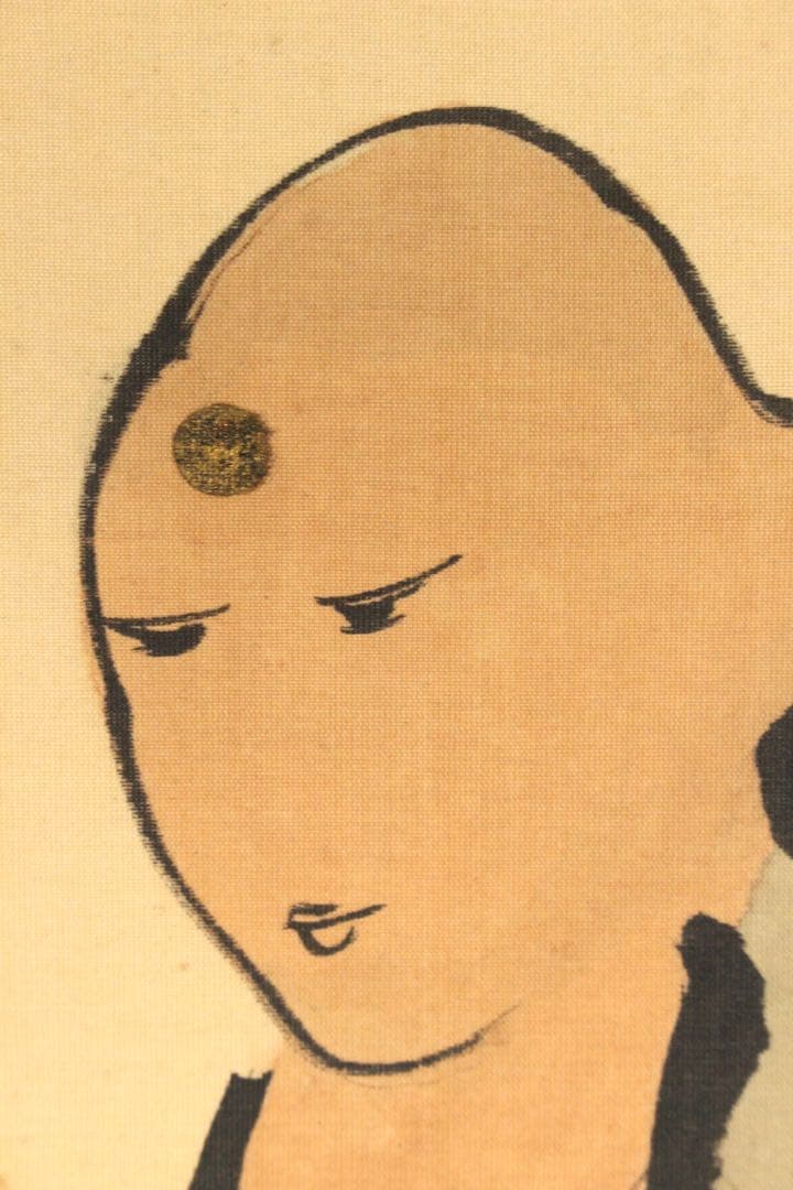 No5915 掛軸　在印　土龍　出山釈迦図　着色　絹本　仏教美術　仏画　送料無料